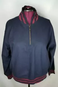 Fargo Clothing Supply Jacket Men's XL, Navy BurgundWool Blend 1/4 Zip Pullover - Picture 1 of 6