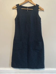 DiKa Black & Blue Plaid Wool Blend Sleeveless Sheath Pencil Dress Woman’s Size 4 - Picture 1 of 8