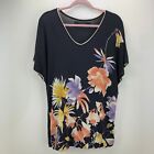 Zara Collection Evening Tunic Size Medium Floral On Black Flowy Top or Dress