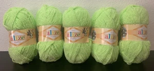 Alize Softy Yarn Baby 100% Polyester Yarn, 41 Light Green - Lot of 5 - Picture 1 of 4