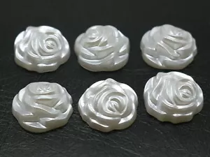 200 White Acrylic Half Pearl Flatback 3D Rose Flower Cabochons 12mm Appliques - Picture 1 of 8