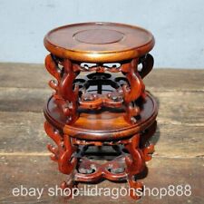 5.6" Rare Old Chinese Huanghuali Wood Carving Small table Base Statue Pair