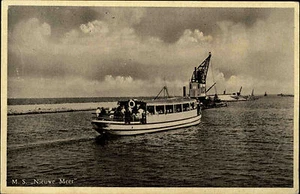 Schiffe ~1950/60 Schiffsfoto-AK MS NIEUWE MEER Personen Fahrgastschiff Ship Card - Picture 1 of 2