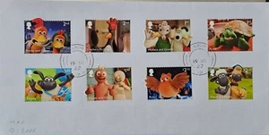 GB 2022 Gedenkset sehr fein gebraucht Aardman Klassiker Briefmarken auf Umschlag - Bild 1 von 3