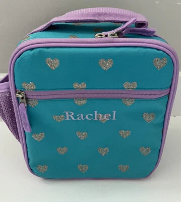 POTTERY BARN KIDS 闪亮心形 MACKENZIE 经典午餐盒 * RACHEL* 紫色蓝色 — 第 1/2 张图片