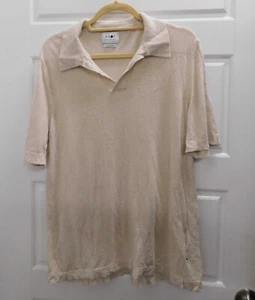 NNO7 No Nationality Ryan Polo Beige Cotone Lino Camicia Uomo Manica Corta Tg L - Foto 1 di 7