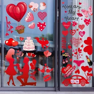 Valentines Window Clings Glass Decorations Windows Stickers Winter Snowflakes - Picture 1 of 24
