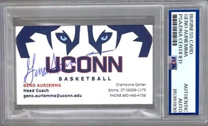 GENO AURIEMMA HAND SIGNED BUSINESS CARD PSA SLABBED UCONN COACH - Picture 1 of 2