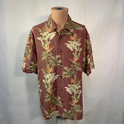 Camisa de seda hawaiana grande vintage Jamaica Jaxx para hombre palmeras floral Foto 1 de 4