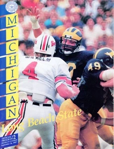 1987 MICHIGAN WOLVERINES VS LONG BEACH STATE 26 SETTEMBRE PROGRAMMA CALCIO - Foto 1 di 2