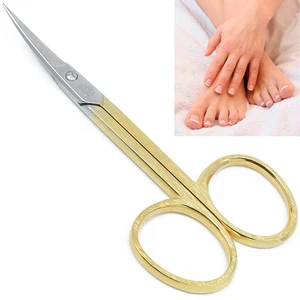 3.5" Gold Plated Curved Pointed Tip Cuticle Scissors - Picture 1 of 9