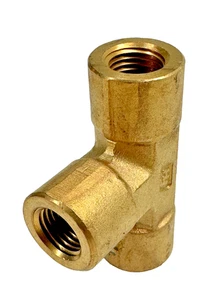 1/4" NPT Thread End Forged Brass Tee - Picture 1 of 8