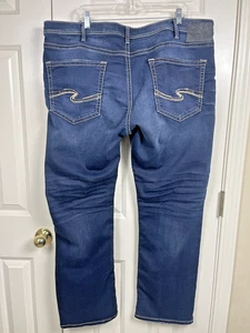 Silber Herren 44”x 32 Grayson Straight Dark Washed Distressed Stretch Denim Jeans - Bild 1 von 15