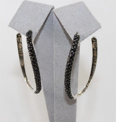 Pendientes de aro de lava Kali de zafiro negro de plata de ley John Hardy Foto 1 de 4