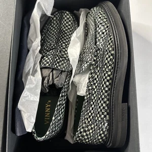 Mocasines para hombre Vinny's "Vinnee" de cuero plata 43 EE. UU. 10 COCODRILO - Imagen 1 de 8