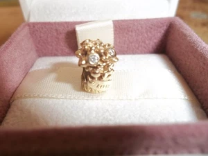 Genuino Auténtico Pandora Oro 14ct Ramo de Amor Diamante Dije 750446D - Imagen 1 de 4