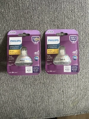 Philips LED MR16 Indoor Flood Landscape 5.2W GU5.3 Bulbs Dimmable NEW 2 Pack - Image 1 of 3