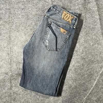 Pantalones de mezclilla Fox acelerador ajuste regular talla 34 para hombre lavado a la piedra Foto 1 de 4
