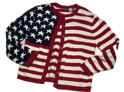 Cárdigan Cherokee Bandera Americana Suéter Patriótico Estrellas y Rayas EE. UU. Med Foto 1 de 4