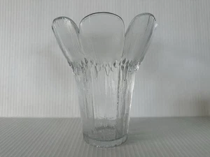 Vintage Crown Corning Italy Strukturglas Vase Blütenblattrand 7" Mid Century Modern - Bild 1 von 8