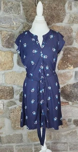 Loft Outlet Petites Navy Blue Floral Print Short Sleeve Dress SZ 10P New NWT - Picture 1 of 10