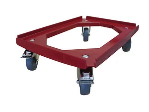 Transportroller 600x400 Kistenroller -  rot - 4 Lenk (2x Feststeller) bis 375kg - Bild 1 von 1