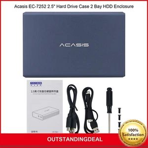 EC-7252 2.5" Hard Drive Case 2 Bay HDD Enclosure for 12TB & 2.5" SATA HHD SSD - Picture 1 of 8