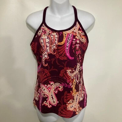 Sutiã Athleta M roxo paisley regata racerback embutido - Imagem 1 de 4