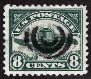 US Sc C4 Dark Green 8¢ 1923 Black Target Handstamp Cancel - Picture 1 of 1