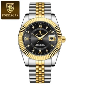 POEDAGAR Men's Quartz Luxury Watch Date Just Waterproof Stainless Luminous GIFT - Picture 1 of 4