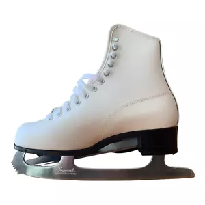 Vintage Imperial White Figure Ice Skates Women's Size 5 Tempered Hardened Blade - Picture 1 of 12
