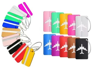 Luggage Tags Holiday Suitcase Aluminium Labels Travel Bag ID Plane Design New - Picture 1 of 56