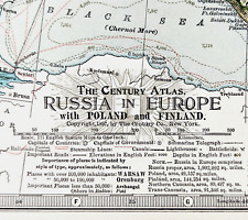 1897 RUSSIA Map Moscow ORIGINAL Poland Finland Ukraine Odessa STEAMSHIP LINES