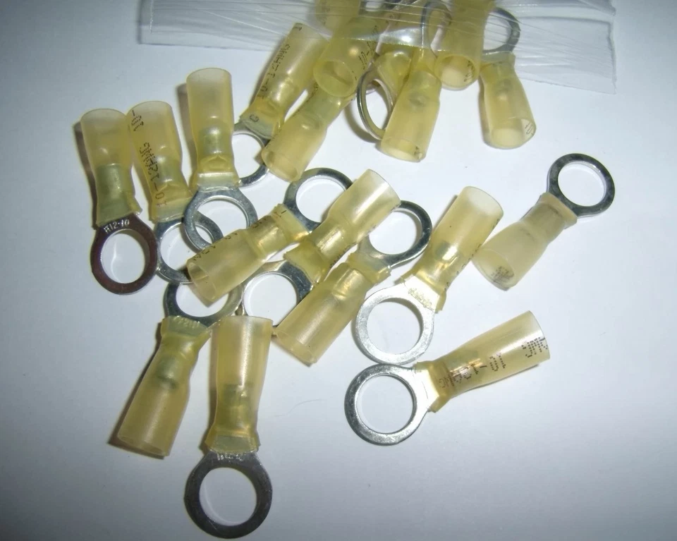 25 Heat Shrink 3/8" Ring Terminal Connector 12-10 Gauge Ga AWG Car Audio Marine - Image 1 of 1