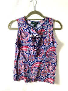 Top para mujer Ralph Lauren diseño cachemir con volantes en la parte delantera cuello redondo - Imagen 1 de 7