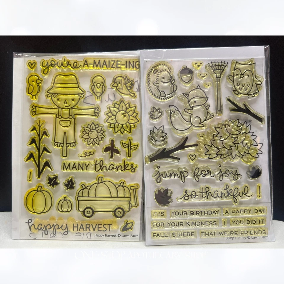Lote de estampillas de goma de otoño de otoño saltar por alegría levatillo de césped FELIZ COSECHA Foto 1 de 1