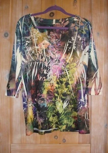 Mushka by Sienna Rose Ladies print 3/4 Sleeve V-neck knit TOP Size XL - Picture 1 of 2