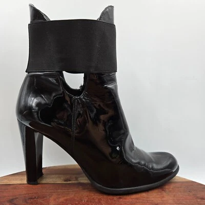 Stuart Weitzman Boots Womens 9.5M Black Patent Leather Block Heel Chelsea Bootie - Image 1 of 4