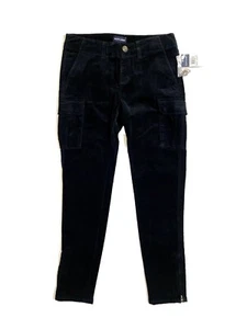 Ralph Jeans Black Velvet Stretch Skinny Cargo Pants Sz 14 NWT - Picture 1 of 9