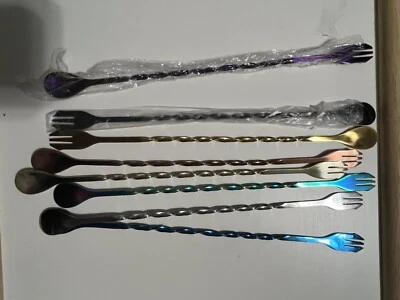 Cuchara agitadora de 8 piezas de acero inoxidable mango largo cuchara mezcladora bebidas Foto 1 de 3