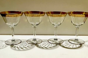 De colección Tiffin Franciscan Minton Vino/Cóctel Pequeñas Copas Borde Incrustado Dorado - Imagen 1 de 13