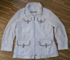 BONITA Damen-Jacke mit Stehkragen - Gr. 40 in weiß mit beigen Applikationen