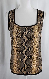 New Grace Womens Pullover Top Black Tan Ivory Sleeveless Rayon Nylon Large - Picture 1 of 6