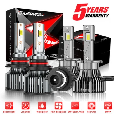 For Lexus LS430 2004-2006 4x LED Headlights 9005 High Beam + D2S Low Beam Bulbs - Image 1 of 4