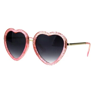 Glittery Heart Shape Sunglasses Sparkly Love Fashion Womens Shades UV 400 - Image 1 of 2