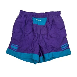 Vintage 90s Swim Trunks Board Shorts Mesh Liner Ozzy Purple Teal Boys S Small - Picture 1 of 7