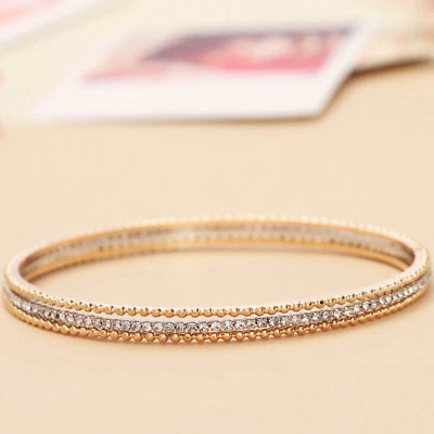 Elegante brazalete brazalete elegante enchapado en 2 tonos platino oro 14K Foto 1 de 4