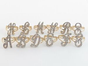 14k Yellow Gold Diamond Initial Letter Ring