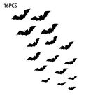 16 Pcs Black Scary Bats Stickers For Halloween Eve Home Door Wall Window Decor