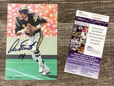 (SSG) DAN FOUTS Signed 1993 H.O.F. Large NFL "Chargers" Football Card - JSA COA - Image 1 of 4